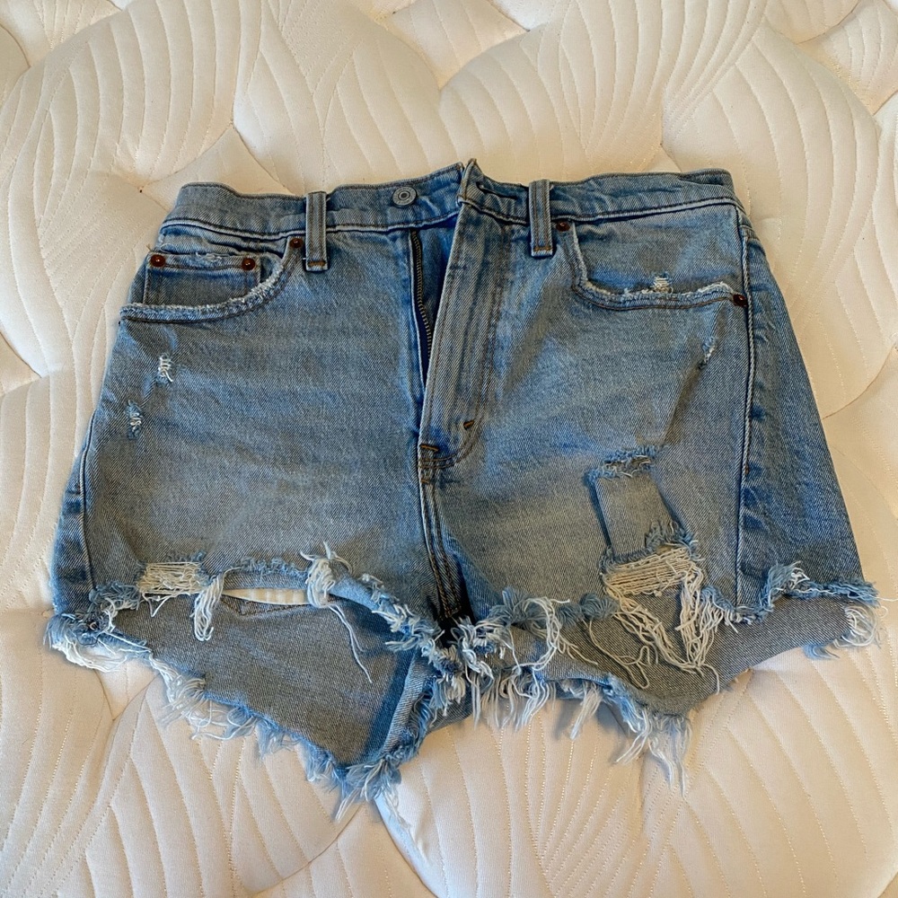Denim high rise mom shorts